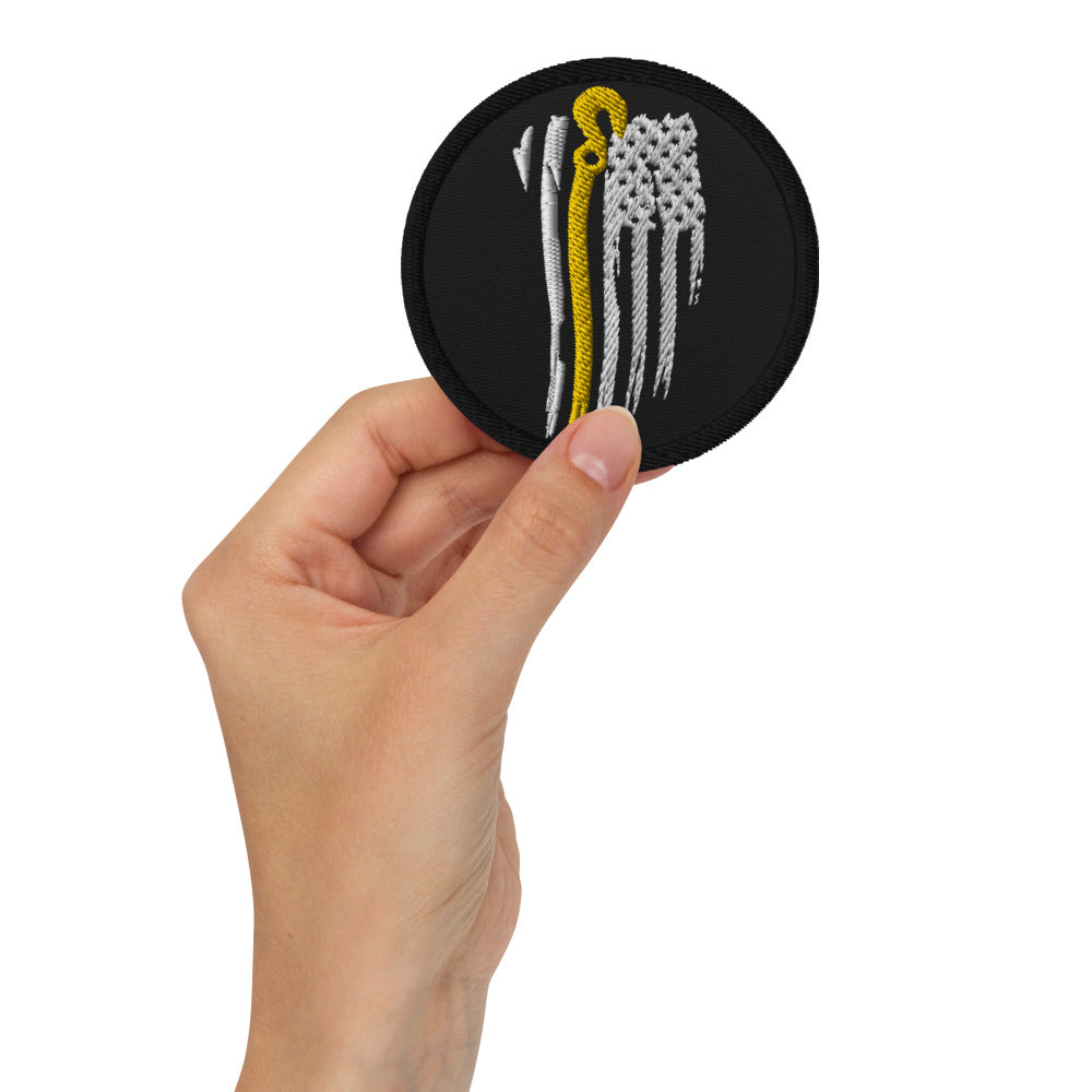 Thin Yellow Line J Hook Embroidered patches - view 2