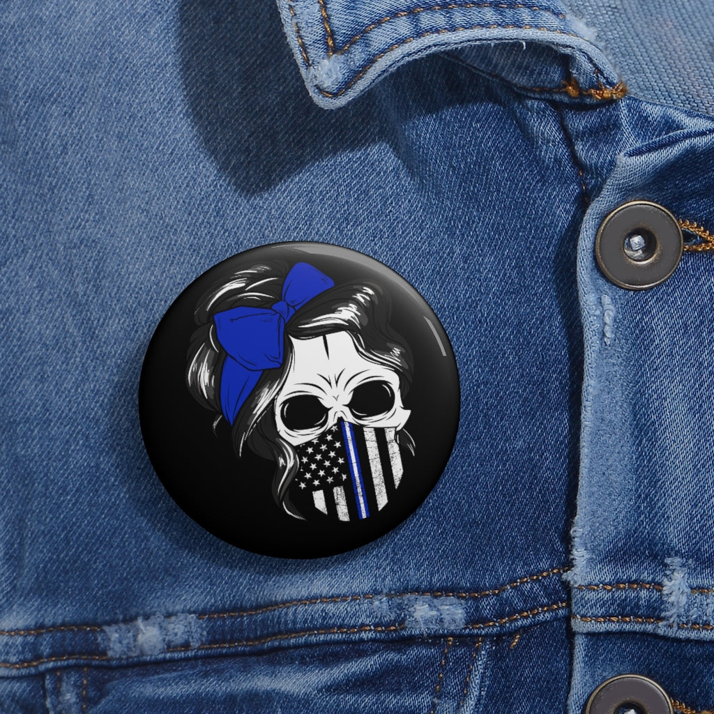 Thin Belue Line Pin Buttons - view 2