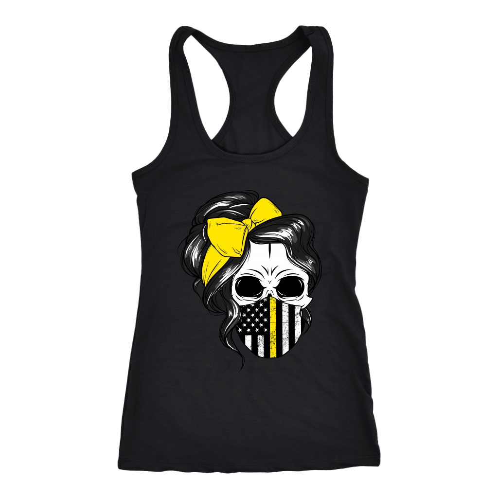 Skull with Messy Bun and Dispatch Mask Shirt