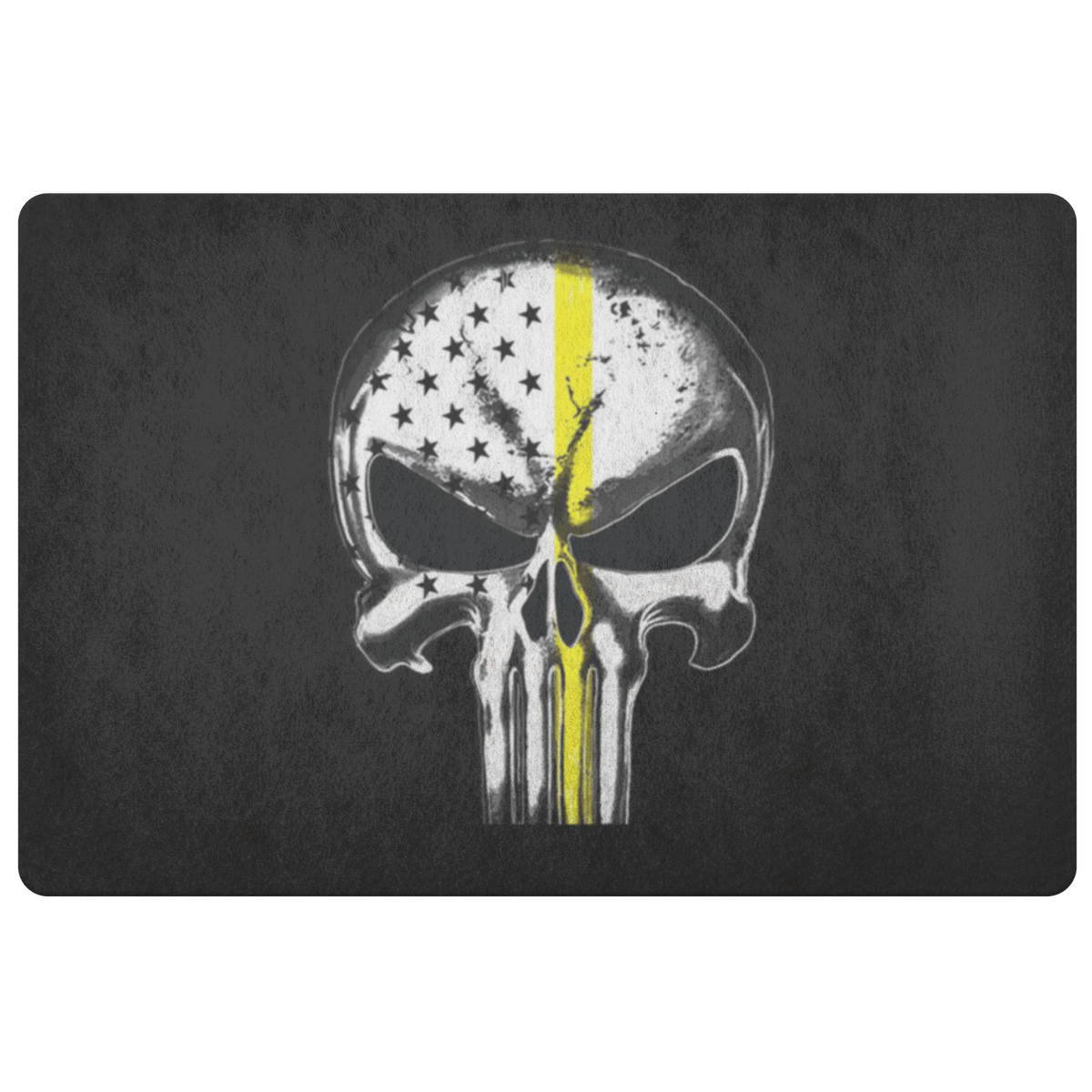 Thin Yellow Line Skull Doormat