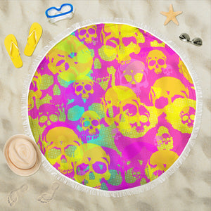 Yellow skulls beach blanket