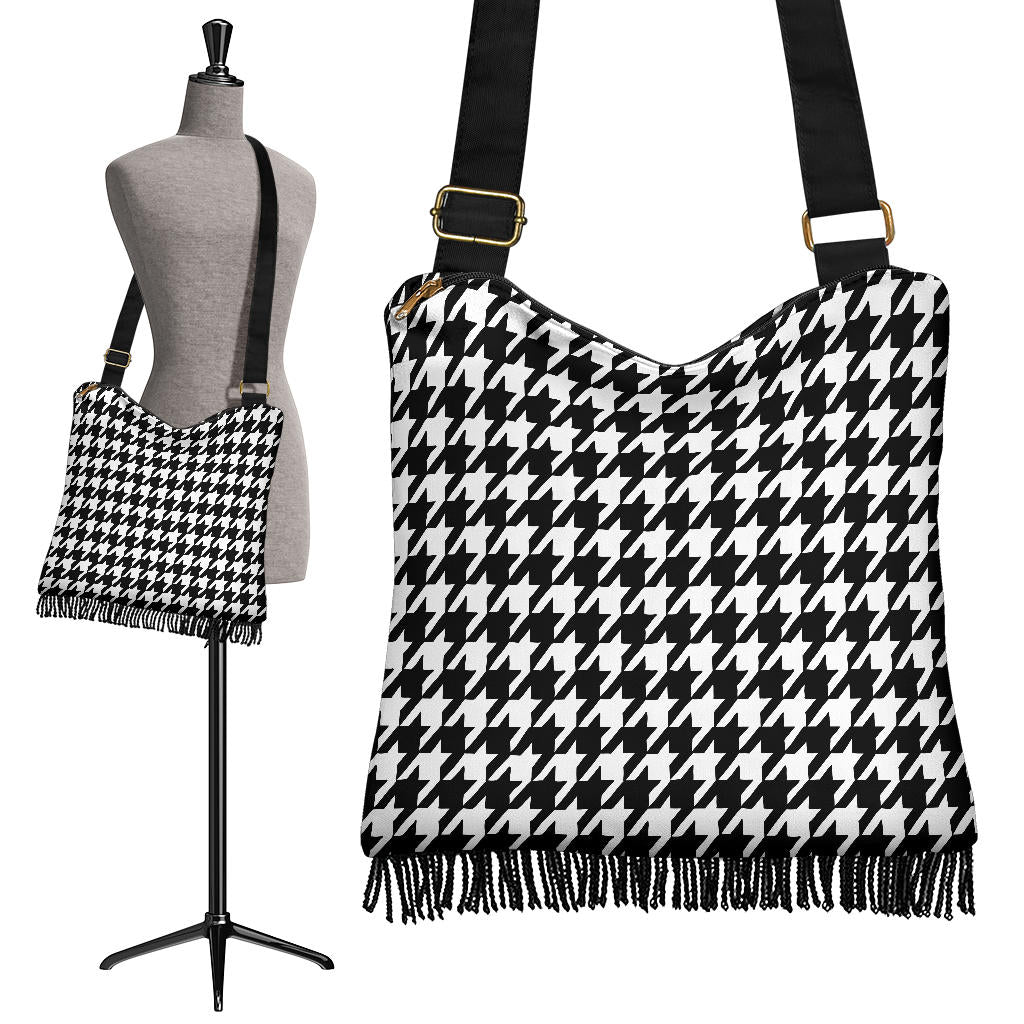 Black and White Crossbody Boho Handbag