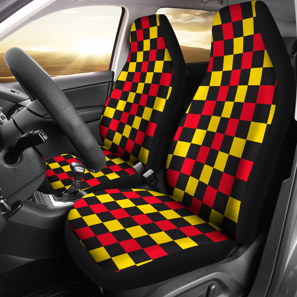 Red and yellow Check Seat Cover