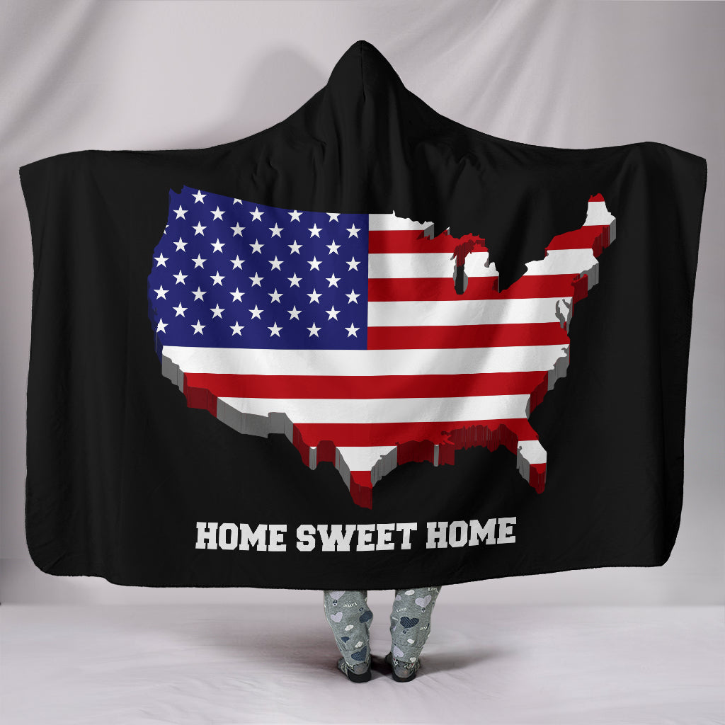 USA Home Sweet Home Hooded Blanket