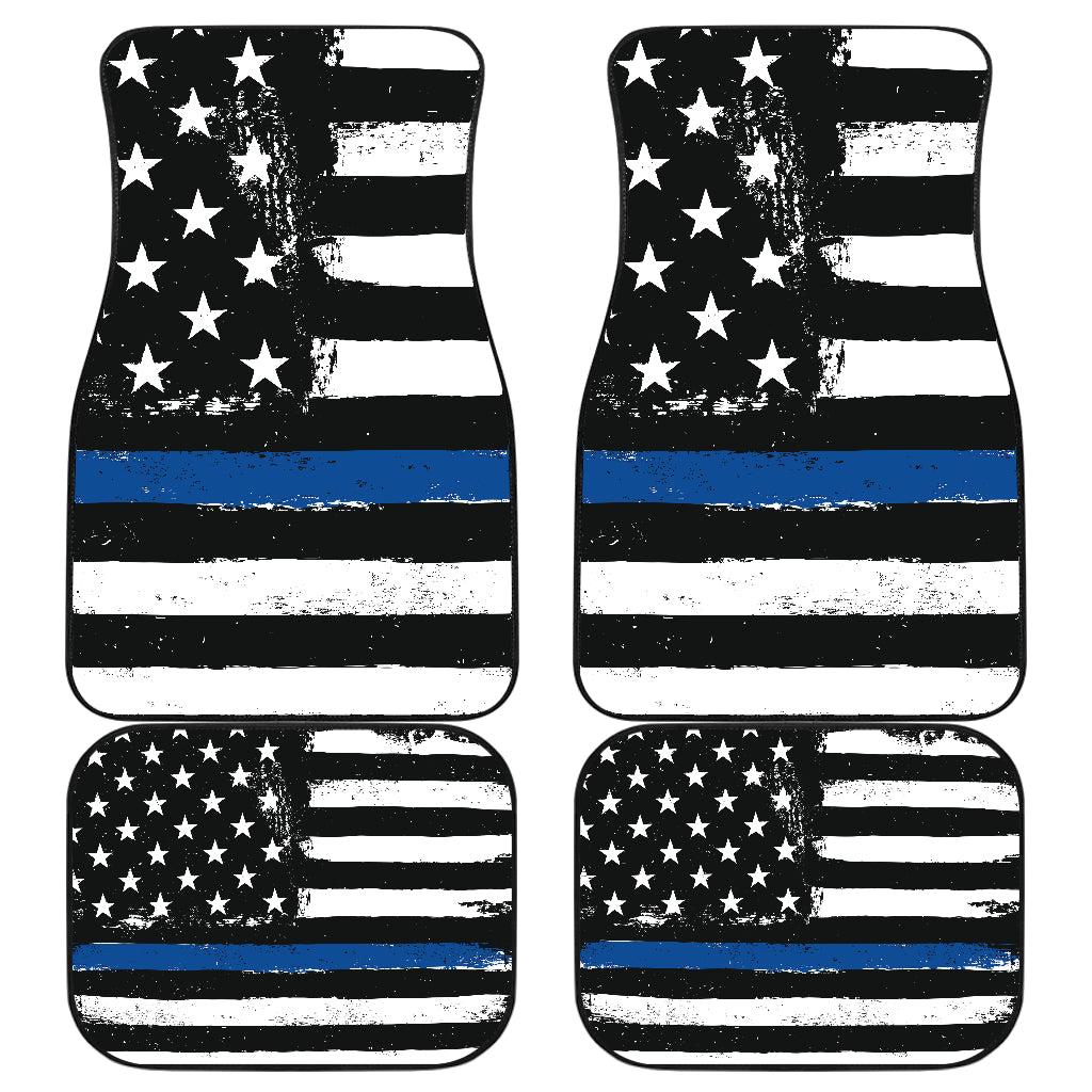 Thin Blue Line Front And Back Car Mats (Set Of 4)