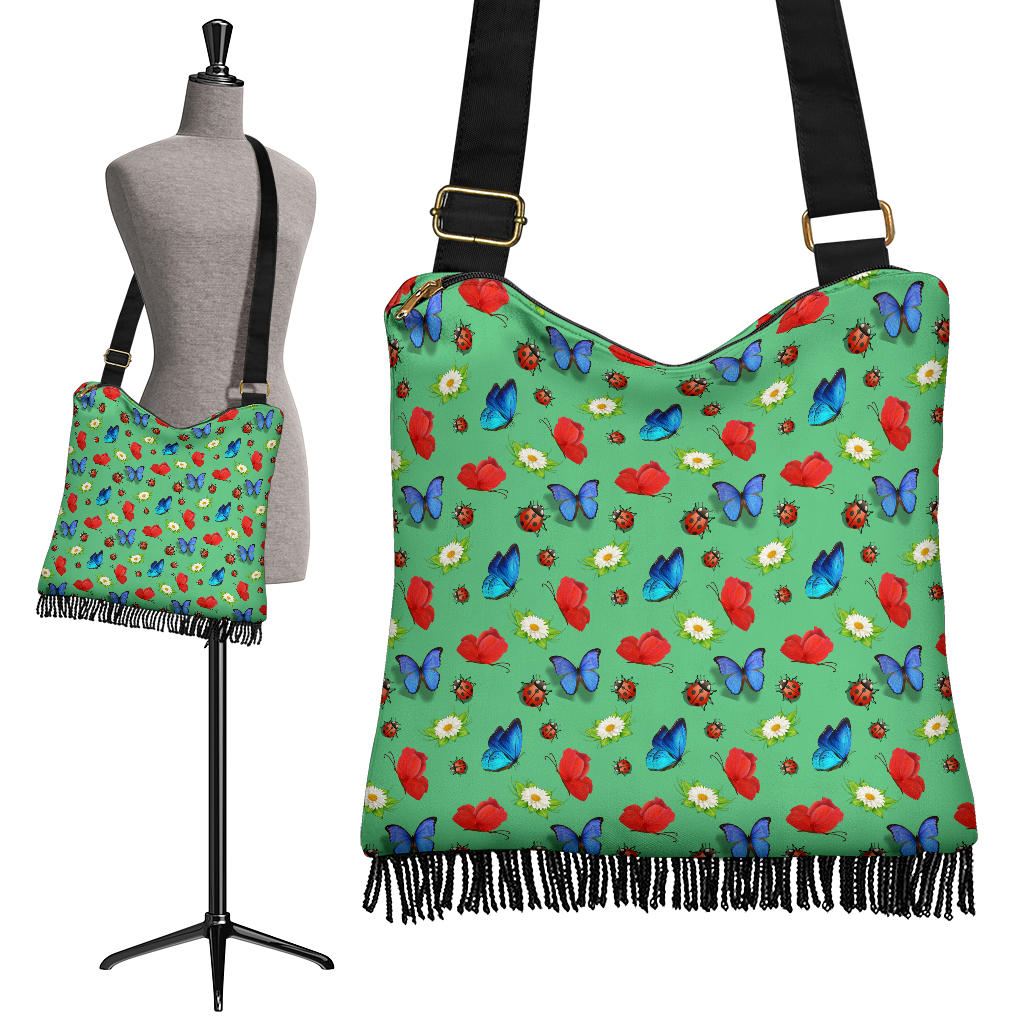 Butterfly Garden Crossbody Boho Handbag