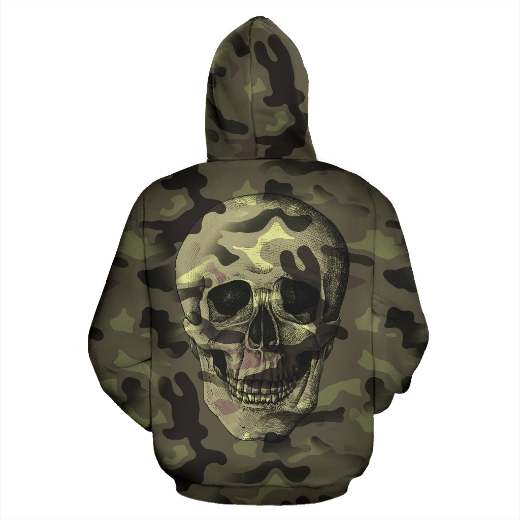 Camo Skull All Over Print Zip Up Hoodie for Lovers of Skulls and Camouflage - view 2