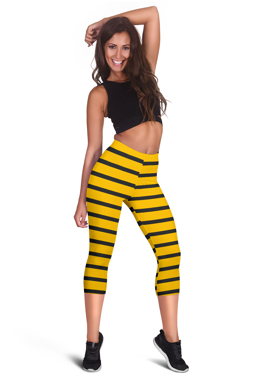 Minimal Yellow Bee Women's Capris Leggings - view 2
