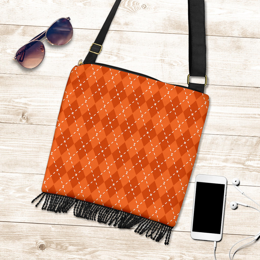Orange Diamond Crossbody Boho Handbag - view 3