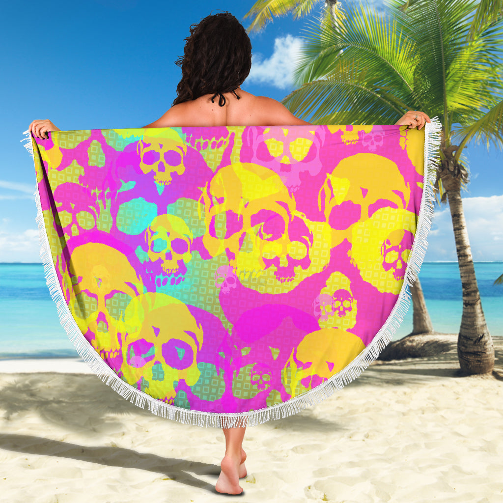 Yellow skulls beach blanket - view 4