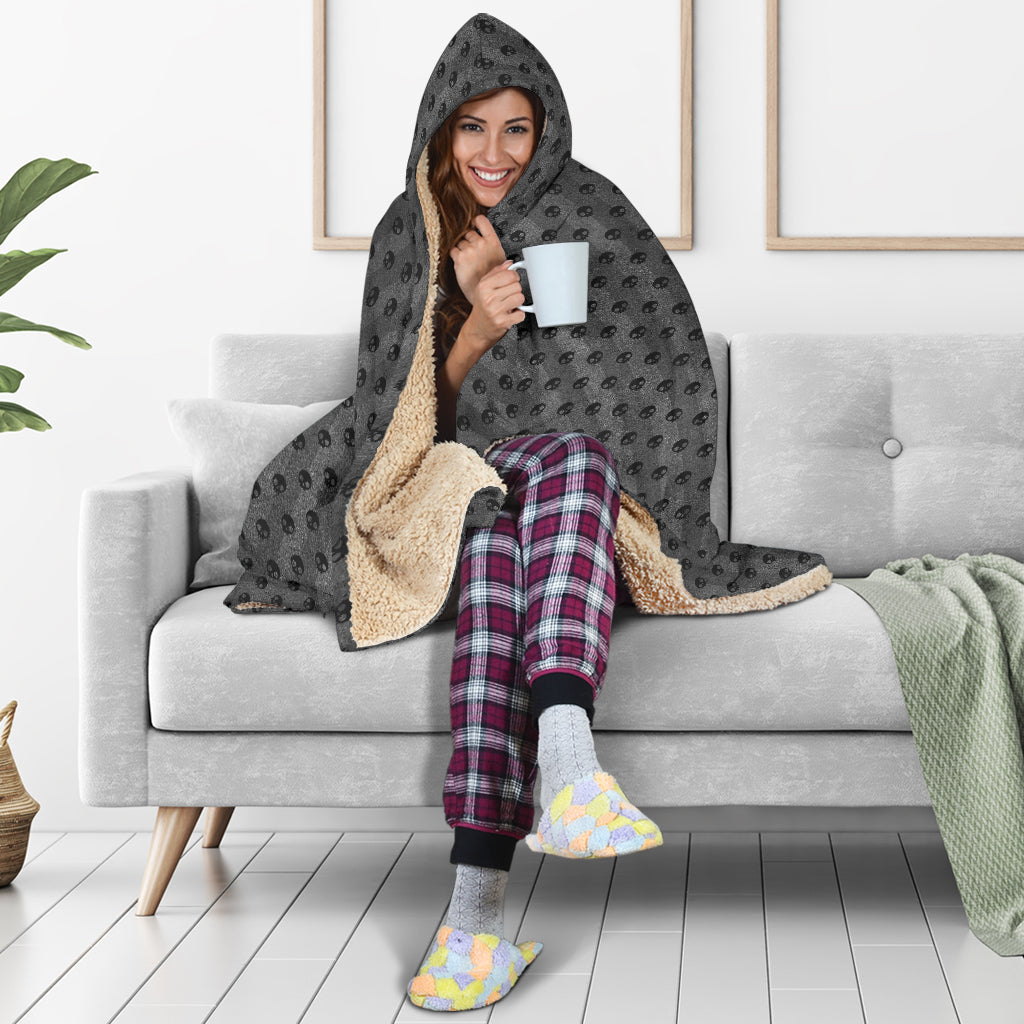 Black Skulls Hooded Blanket