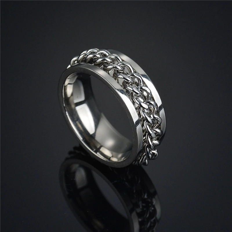 Black and Gold Chain Link Ring – Durable Comfort Fit Band - view 5