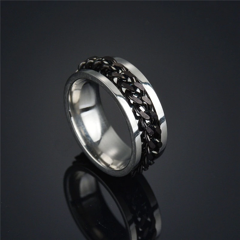 Black and Gold Chain Link Ring – Durable Comfort Fit Band - view 6