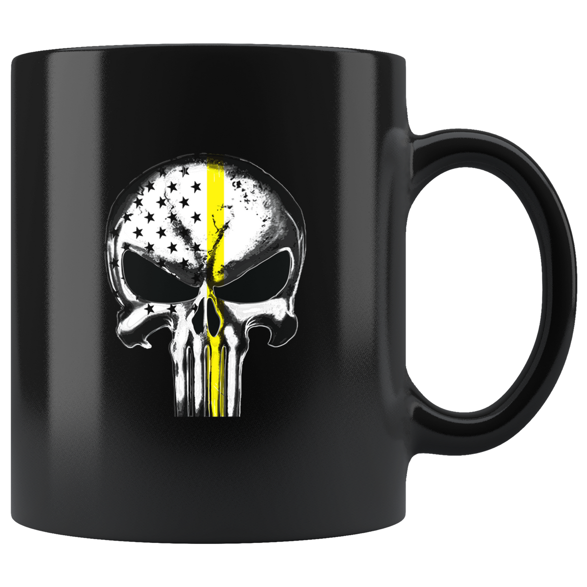 Thin yellow line skull mug