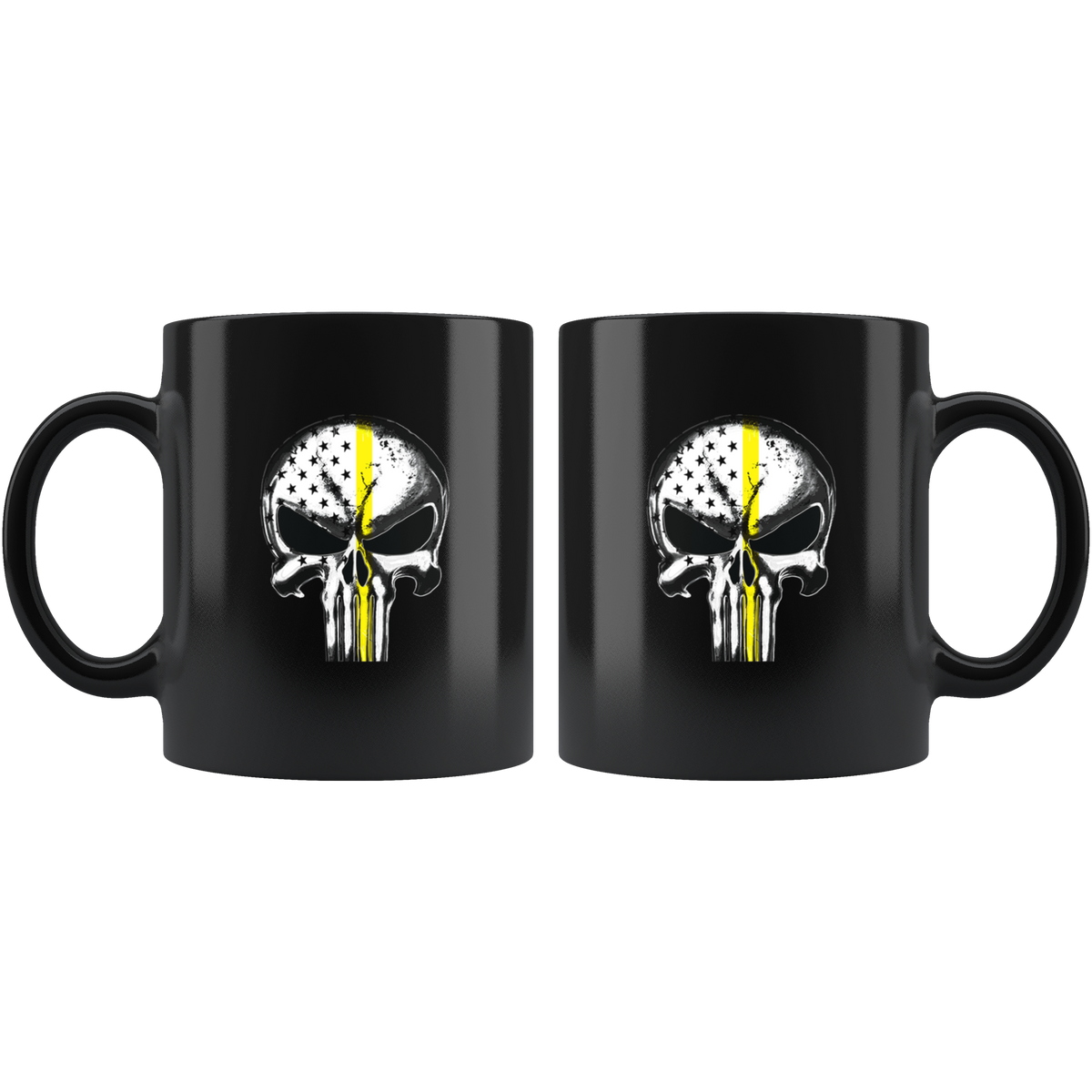 Thin yellow line skull mug - view 2