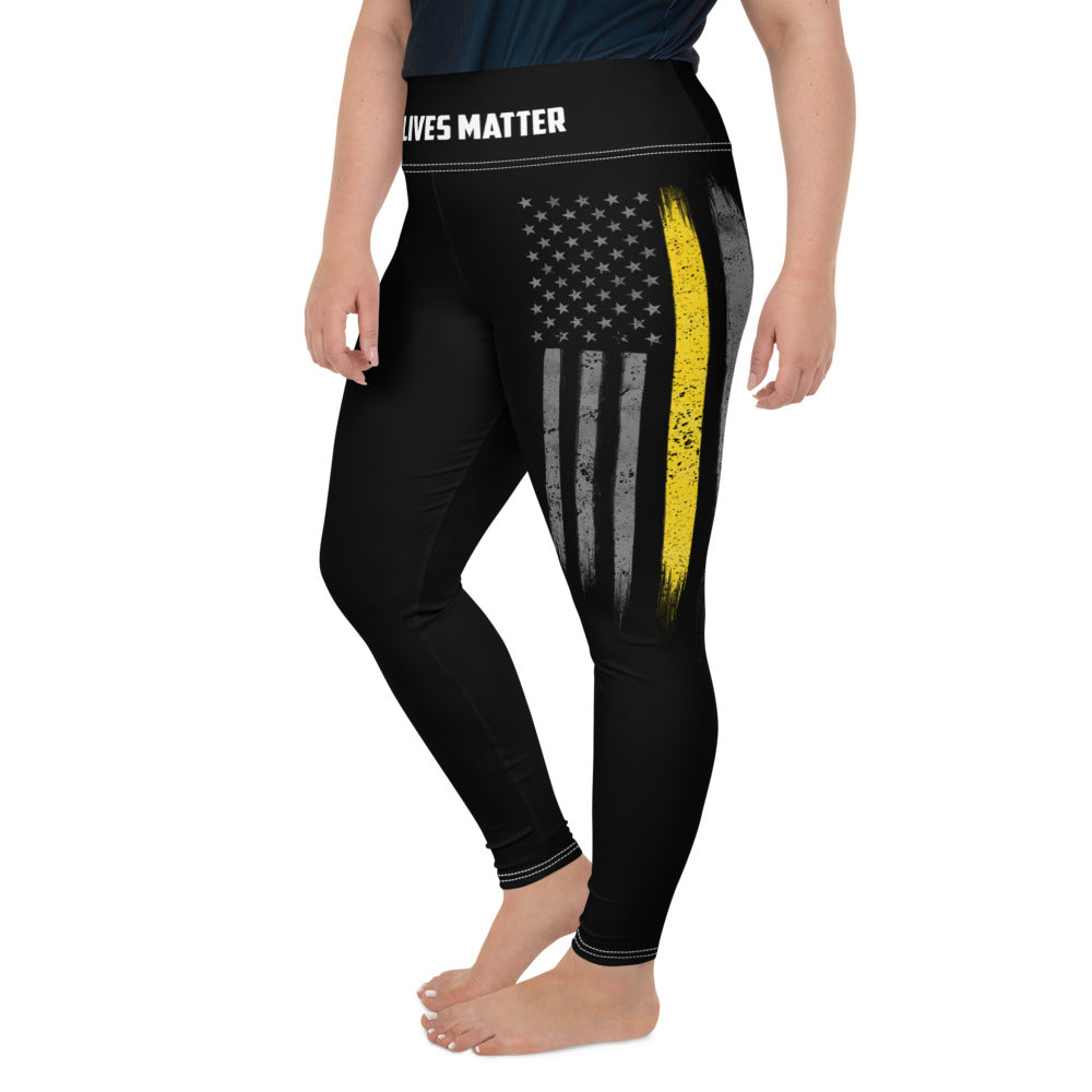 Thin Yellow Line All-Over Print Plus Size Leggings - view 4