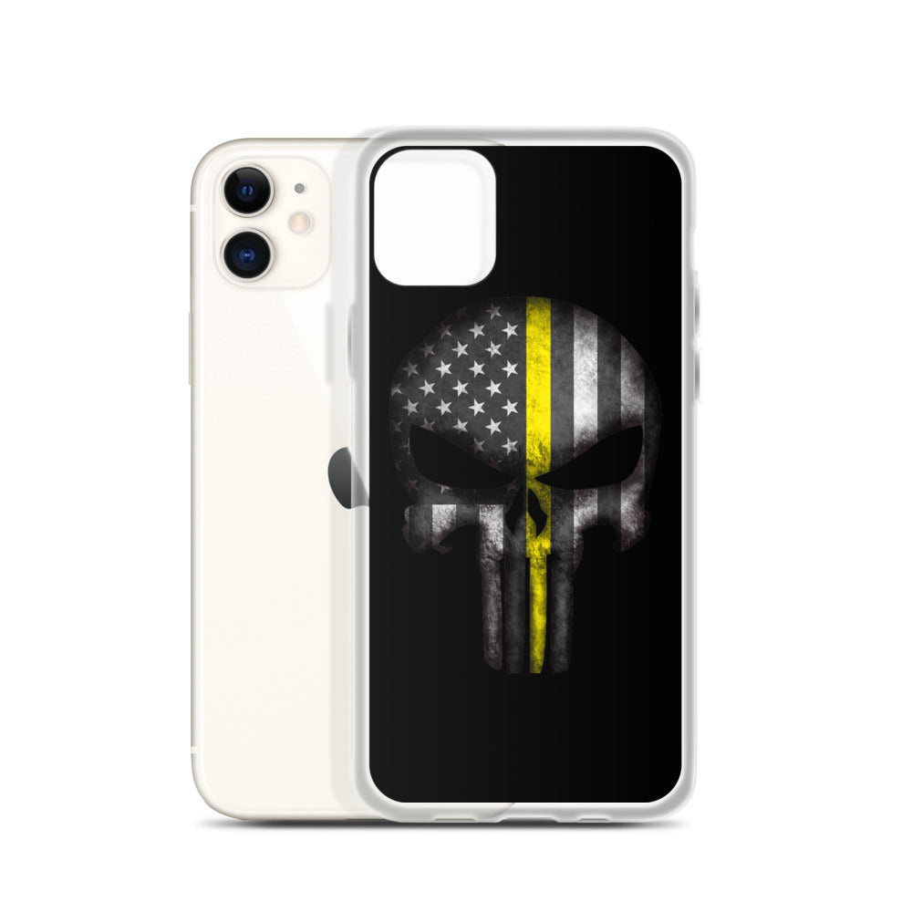 Thin Yellow Line Skull iPhone Case