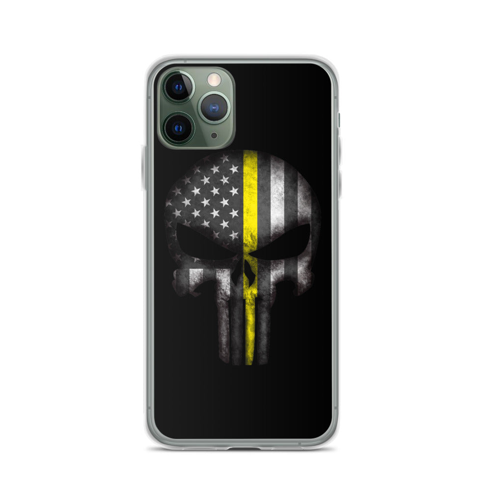 Thin Yellow Line Skull iPhone Case - view 3