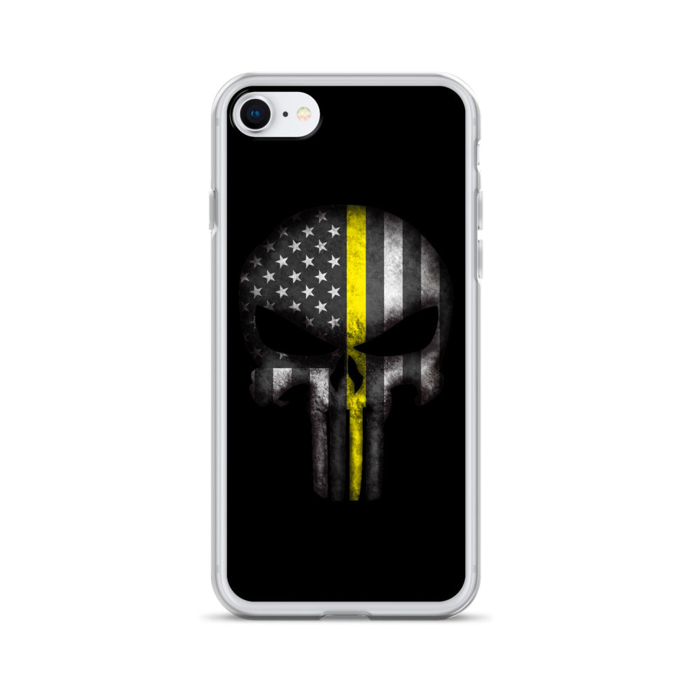 Thin Yellow Line Skull iPhone Case - view 9