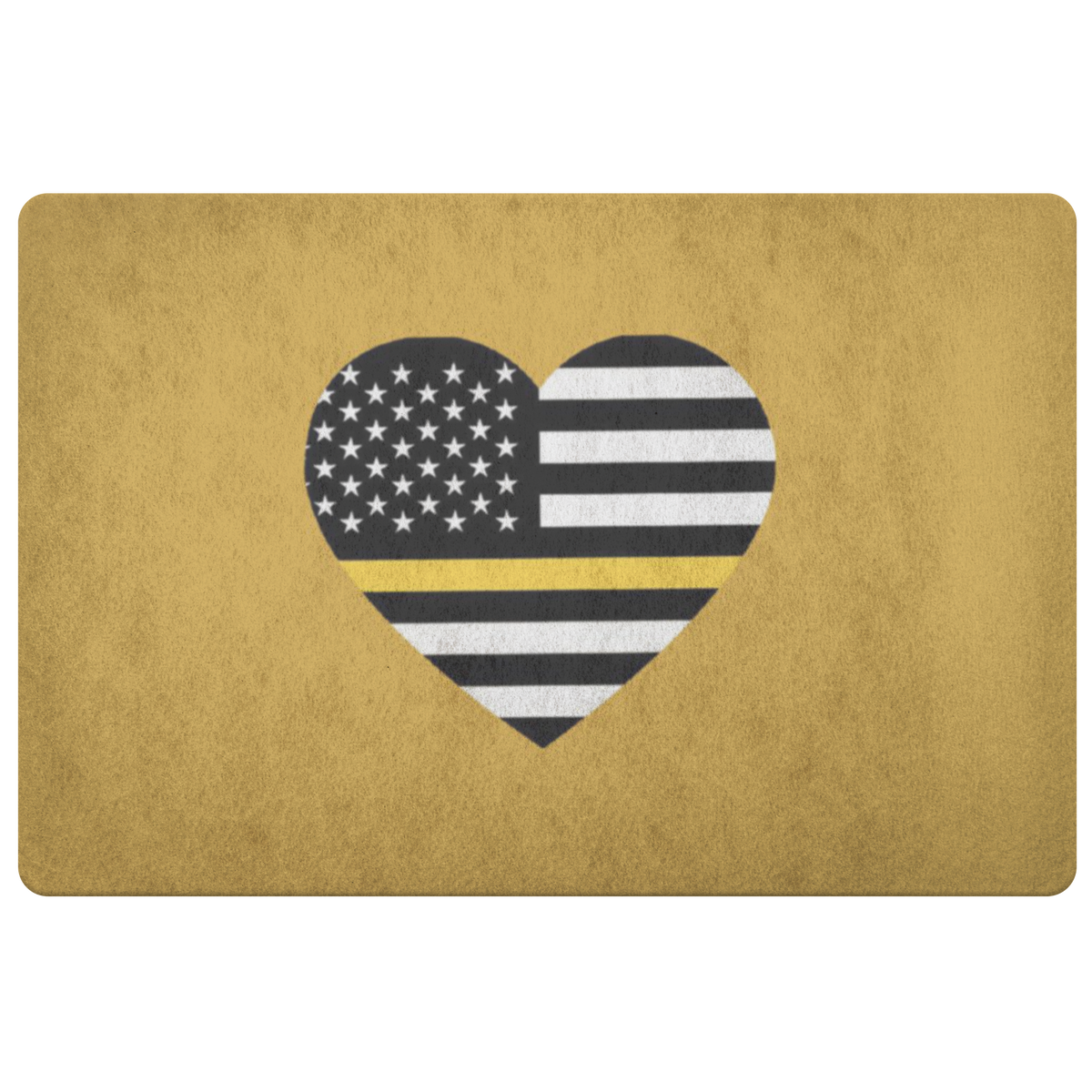 Thin Yellow Line Heart Doormat