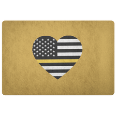 Thin Yellow Line Heart Doormat - Towlivesmatter