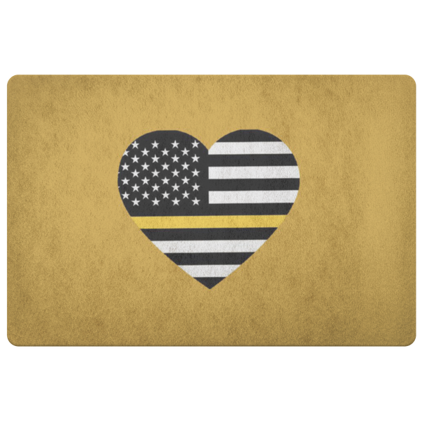 Thin Yellow Line Heart Doormat - Towlivesmatter