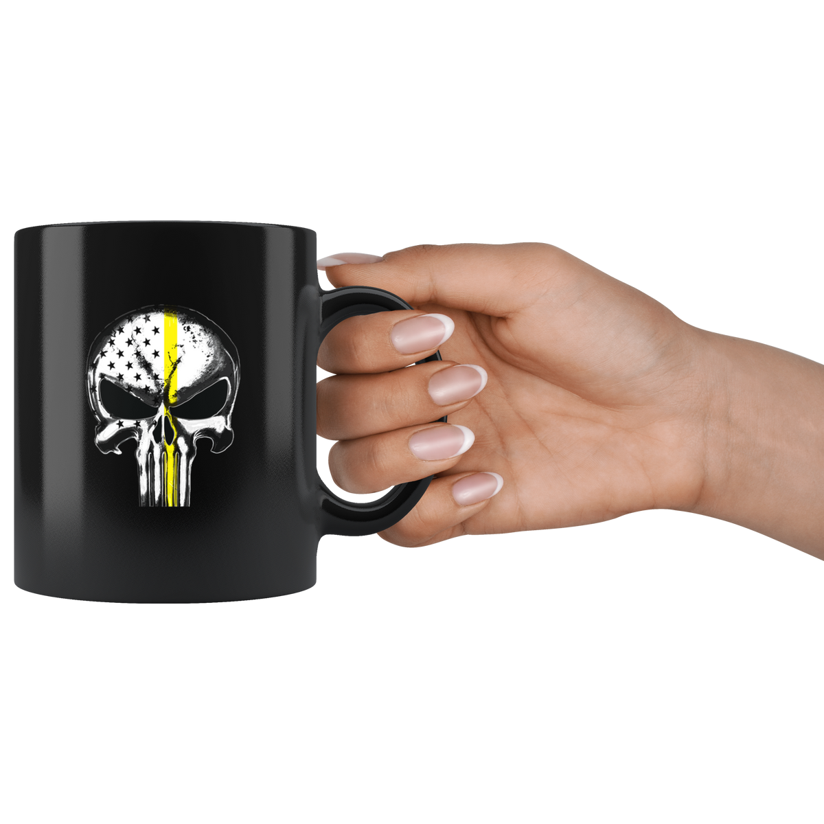 Thin yellow line skull mug - view 3
