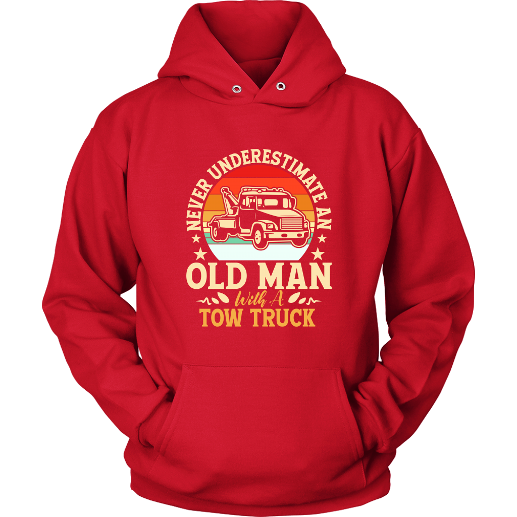 Never Understimate An Old Man With A Tow Truck Shirt