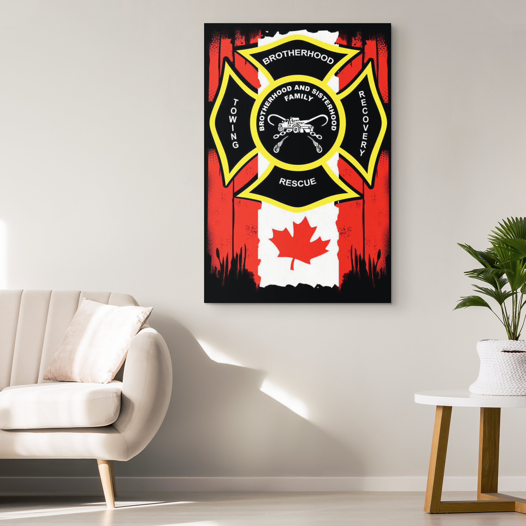 Towing Canadian Flag Canvas