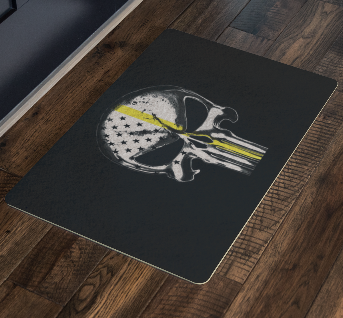 Thin Yellow Line Skull Doormat - view 2