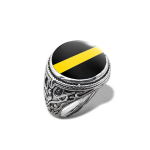 Thin Yellow line Premium Vintage Ring (Unisex)