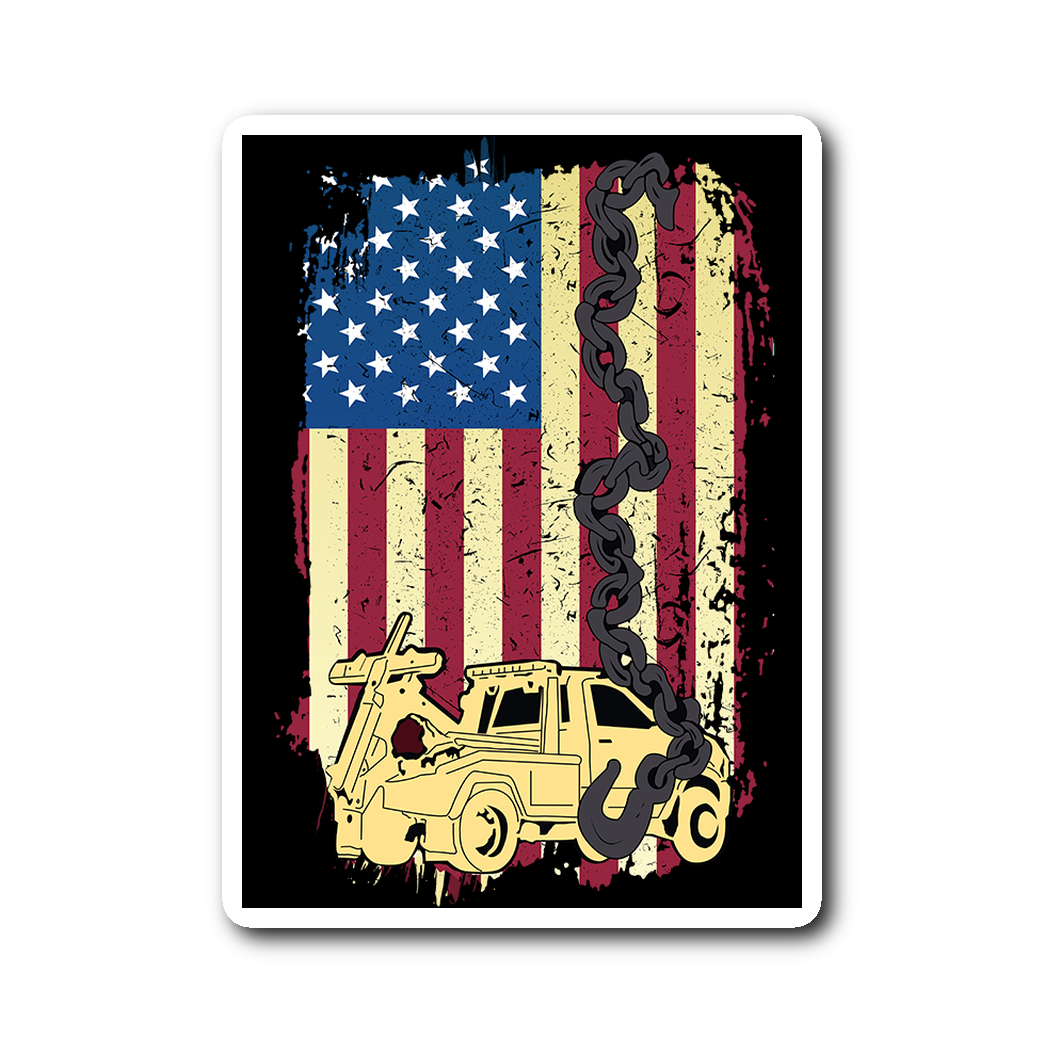 Truck Driver American USA Flag Patriotic Trucker' Sticker